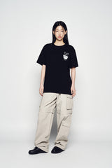 25SS ニュースペーパーラビットショートスリーブTシャツ ブラック