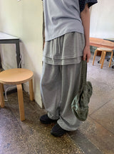 ジェヒンワイドバンディングスカートパンツ