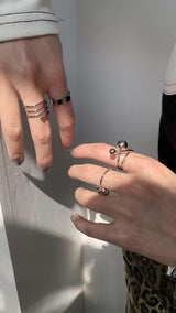 Silver balls layered 4ring SET