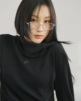 Waffle Cotton Blend Hoodie [Black]