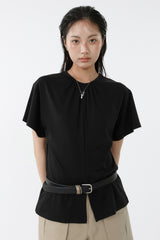 SHIRRED ROUND TOP_BLACK