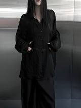 crinkle sheer overfit shirt (2color)