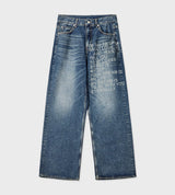 No.1400 lettering wide denim PT