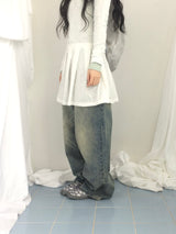 line and pleated dress