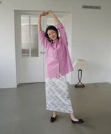 Cotton Roll-up Oversized Shirts - Pink
