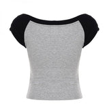 Number rag and coloration short-sleeved T-shirt