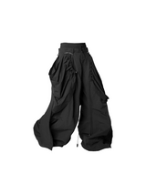 RELABEL Spatial Relations (Double Peaks) Double-Waistband Nylon Pleated Trousers Loose Curved-Leg Silhouette Casual Trousers