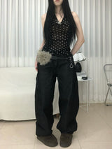 Stud Cross Wide Denim Pants