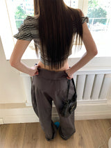アンバルムドオフショルダーストライプクロップTシャツ