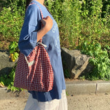 hacey checked ribbon shoulder bag [red]