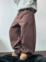 FLEECE-PICKABLE❤HARDY CIRCLE LINE BALLOON LONG SWEAT PANTS🤎🩶🖤3COLOR