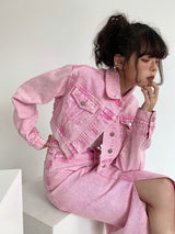 [SALE] Pink cropped denim jacket