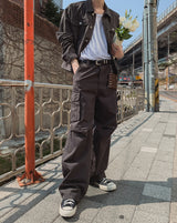 メリックヘリンボーンカーゴワイドパンツ