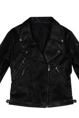 ANTIQUE ROSE SLIM RIDER JACKET #LEATHER BLACK
