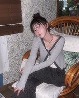 (3color) Lace Slit Warmer Cardigan