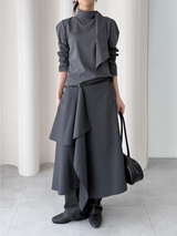 overlap button skirts (2color)