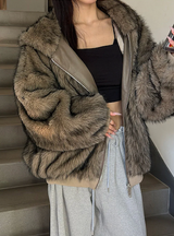 [Unisex] Fur 2way hood zip up(4color)