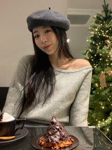 [MADE] Fulls cashmere unbalanced off-shoulder knitwear
