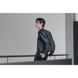 エッセンシャルクラックレザーバイカージャケット(Black)