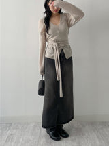 611 A-line Long Denim Skirt