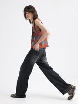 Washed-out vintage-style slightly flared ストレートレッグジーンズ
