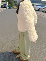 バタークリーム🥐🥖 🧈 ワイドストレートフリースプリーツリブトレーニングパンツ - 4 COLOR