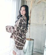 UNISEX チェックフーディシャツ