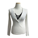 Secret Slim Fit Button Rib Knit & Lace Bra 2pcs
