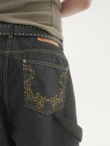 Ducks embroidery carpenter denim pants -1C