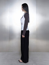 ANTIQ CROSS PONY LONG RAGLAN V-NECK SLEEVE T