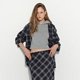 Oversized Check Shirt Blue