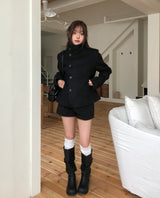 Bitter Unbalanced High Neck Slim Half Coat
