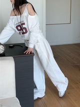 Fine X Strap Two-way Button Wide Long Pants