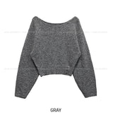 Chippo Button Boat Neck Wool Crop Knit