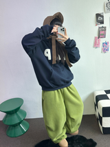 シープフリース🐑🧸スナップツーピンタックストリングバルーンワイドロングパンツ 🧸🩶🖤💚4カラー