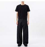 Slub Henley Neck Crop T-shirt Black