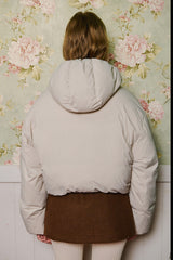 Shirring Hood Padding Jacket [Ivory]