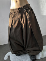 Flip Fold Pintuck Balloon Pants 3color