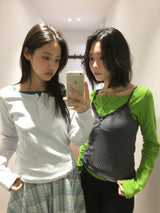 Liège button boat neck t-shirt (3color)