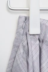 Layered Check Wrap Midi Skirt (Gray)