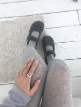 Round fur mary-jane shoes