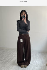 ウールコットンハイウエストワイドパンツ
