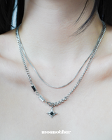 [SURGICAL STEEL] ブラックオリエンタルスクエアレイヤードネックレス