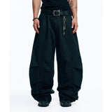 Structured Curved Chino Pants - Black