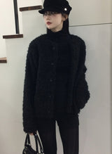 Puff Over Boucle Cardigan