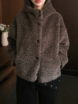 Foaming High Neck Poggle Fur Hooded Jacket (3c)