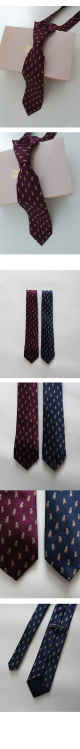 ベアエンブロイダリーネクタイ (BURGUNDY, NAVY 2COLORS!)