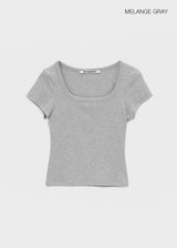 [MADE] Pobello Basic Square-Neck Short Sleeve Top