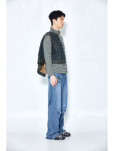 Bluesf Semi-Flare Vintage Washing Destroyed Jeans