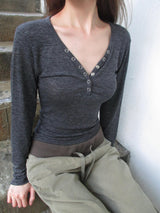 v neck slim t